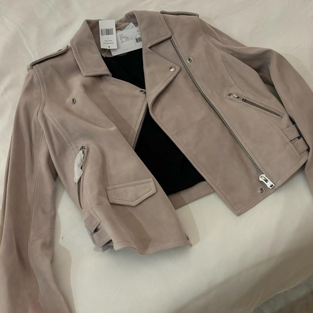 Never worn IRO suede jacket in pearl grey